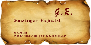 Genzinger Rajnald névjegykártya